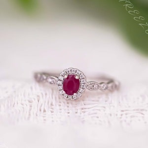 Dainty Sterling Silver Ruby Ring | Handmade July Birthstone Ring | Oval Cut Gemstone Ring | Engagement Ring | Gift For Her | Ruby