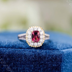 Natural Garnet Ring, Sterling Silver Ring, Red Gemstone Engagement Ring Promise Ring, January Birthstone, Anniversary Birthday, Gift For Her