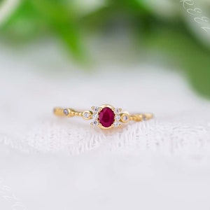 Genuine Ruby Ring, Gold Stacking Rings, July Birthstone Jewelry, Dainty Gifts For Her