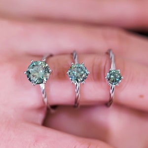 0.5/1.0/2ct Green Moissanite Ring | Dainty Moissanite Jewelry | Brilliant Round Moissanite | Engagement Ring | Anniversary Ring Gift for Her