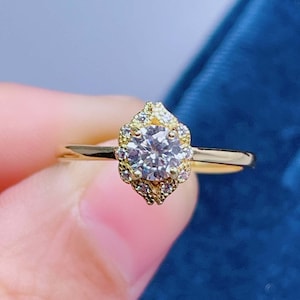 Moissanite Ring | Sterling Silver Band Ring | Diamond Moissanite Ring | Woman Stacking Ring | Engagement Ring | Promise Ring | Gift for Her