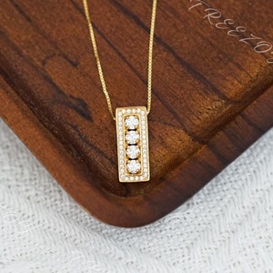Dainty Necklace, Round Cut Moissanite Diamond Necklace, Gold Necklace For Women, Birthday, Engagement, Wedding, Anniversary Gift
