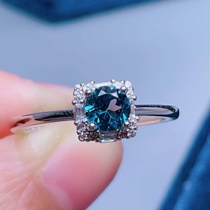 London Blue Topaz Ring - Sterling Silver Ring - Minimalist Ring - December Birthstone - Genuine Topaz Stone - Personalized - Free Engraving