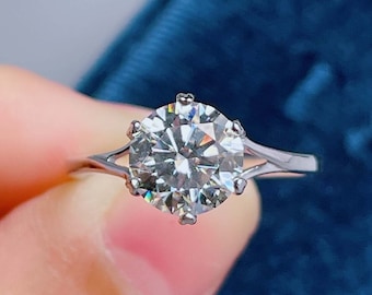 1 Carat Moissanite Engagement Ring/ Promise Ring/ Brilliant Round Cut Moissanite VVS1 Clarity Grade Color D / Dainty Rings For Women