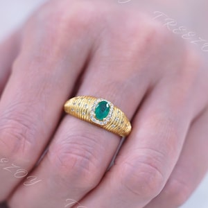 Natural Emerald Ring: 18K Gold Plated, May Birthstone