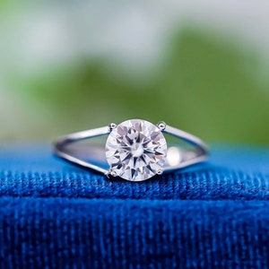 Dainty Brilliant Round Cut Moissanite Ring | 925 Sterling Silver Ring | Diamond Moissanite Ring | Engagement Wedding Ring | Gift for Her