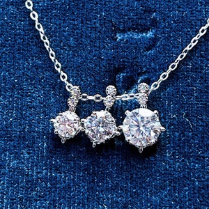 1ct Moissanite Pendant Necklace | 925 Sterling Silver Chain Pendant | Brilliant Round Cut Moissanite Jewelry | Engagement Anniversary Gift