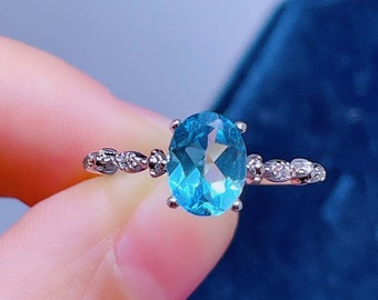 Swiss Blue Topaz Ring* Minimalist Ring* December Birthstone Ring* Dainty Ring* Stacking Ring* 18k Gold Ring* Promise Ring* Gift for her