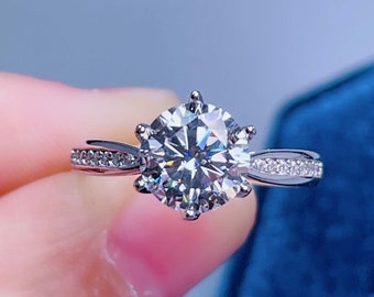 Dainty Moissanite Ring, 1ct Moissanite Diamond Ring, Round Moissanite Engagement Ring, Anniversary Ring For Women, Ring Gift for Her
