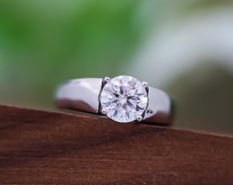 Man Moissanite Ring | Sterling Silver Moissanite Ring | Eternity Promise Ring For Man | Simple Band | Man Engagement Ring | Anniversary Ring