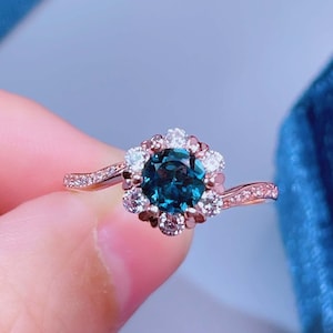 Dainty London Blue Topaz Ring, Handmade Topaz Ring Rose Gold, Topaz Jewelry, Promise Ring, Real Topaz
