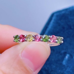 Genuine Tourmaline Ring | Handmade Tourmaline Band | October Birthstone | Tourmaline Jewelry
