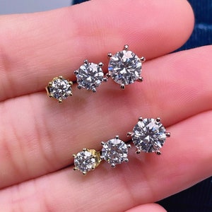 Handmade Moissanite Sterling Silver Earrings: Dainty Round Cut Gift