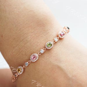 Turmalin Armband: Rosegold Sterling Silber, Dezember Geburtsstein