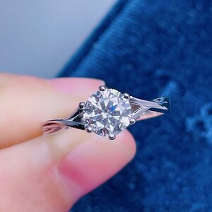 1ct Colorless Moissanite Diamond Ring, Handmade Diamond Art Deco Ring, Wedding Engagement Ring for Women, Unique Design Band Ring, Gift