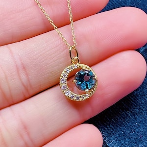 Genuine London Blue Topaz Necklace - Handmade Blue Topaz Necklace - Promise Real Topaz Stones - Birthstone Necklace - Gift For Her