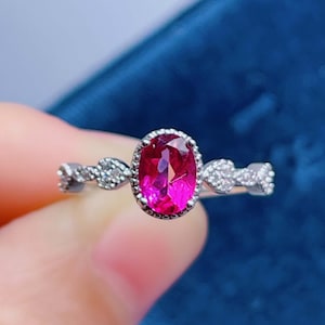 Pink Topaz Sterling Silver Ring: CZ Diamond Accent