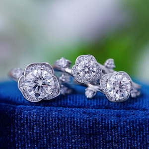 Dainty Moissanite Sterling Silver Ring: Round Cut Promise Ring