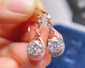 Moissanite Diamond Earrings, 925 Sterling Silver Earrings for Women, Dainty Earrings, Engagement Wedding Jewelry, Anniversary Gift