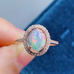 Fire Opal Ring | Handmade Rose Gold Plated Ring | October Birthstone Ring | Opal Jewelry | Personalized Gift | Free Engraving | Gift For Her