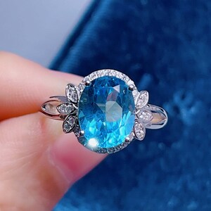 Natural Blue Topaz Gemstone Jewelry Ring Blue Jewelry Sterling Silver ...