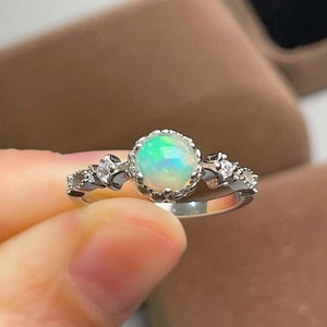 Opal Fire Ring: 14K Gold Plated Sterling Silver October Birthstone