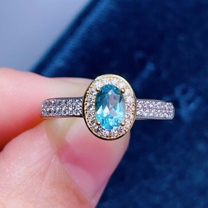 Delicate Natural Oval Topaz Ring, 925 Sterling Silver Ring, CZ Diamond Topaz Ring Jewelry, Gift for Her, Anniversary Gift for Her