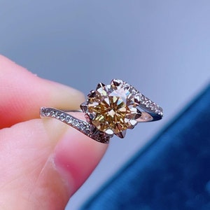 Dainty 1ct Yellow Moissanite Ring: Sterling Silver Promise Ring