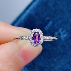 Amethyst Ring | Echter Amethyst | Handgemachte Sterling Silber Ring | CZ Diamant Silber Ring | Best Friends Geschenk | Versprechen Ring | Jahrestag Ring