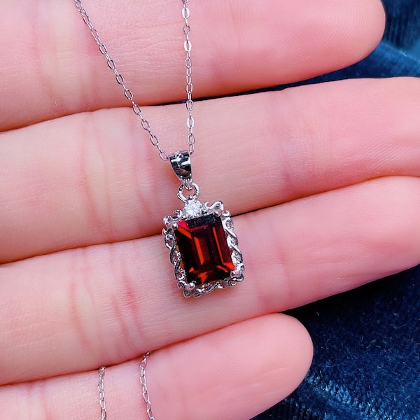 Emerald Cut Necklace Etsy