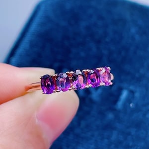 Delicate Amethyst Ring: Handmade Sterling Silver Band, February Birthstone