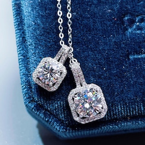 Moissanite Pendant Necklace | Sterling Silver Pendant Necklace | Round Cut Moissanite Jewelry | Silver Necklace for Women | Gifts for Wife