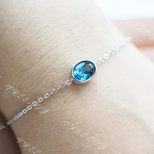 Genuine London Blue Topaz Sterling Silver Bracelet, November Birthstone, Handmade Bracelet, Bridesmaid Gift, Anniversary Gift For Her