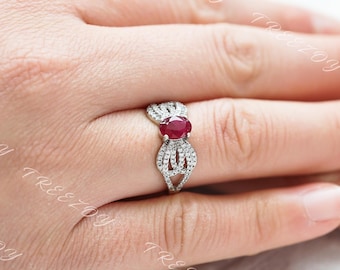 Real Natural Ruby Ring, Sterling Silver, July Birthstone, Promise Rings, Dainty Ring For Woman