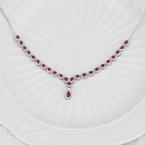 Dainty Ruby Necklace: Sterling Silver, Natural Gemstone