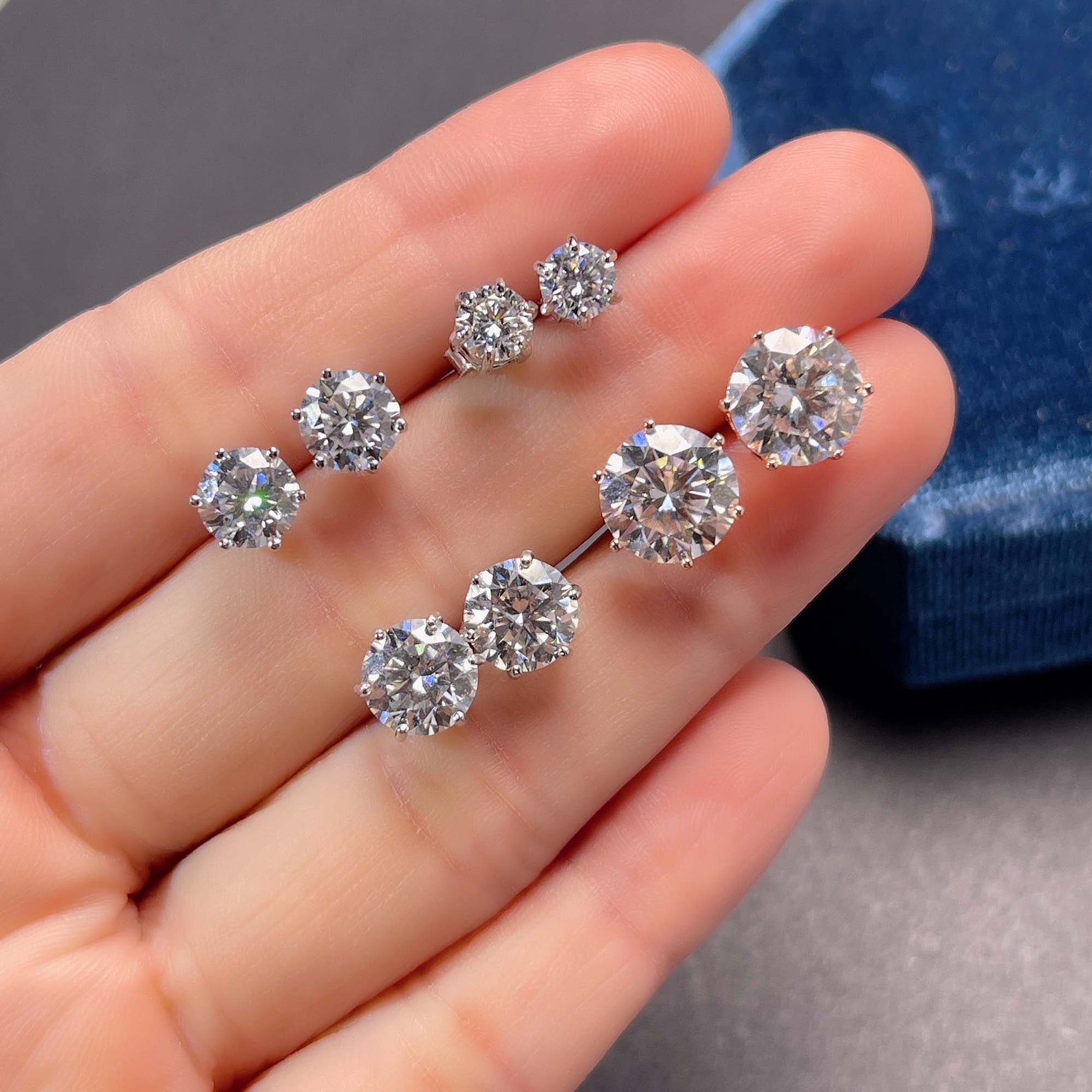 Moissanite Earring Stud Round Cut Moissanite Stud Sterling Etsy Canada