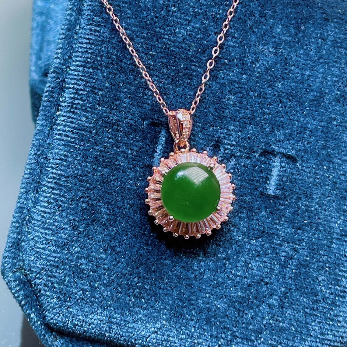 Dainty Green Jade Necklace Round Jade Stone Necklace Etsy