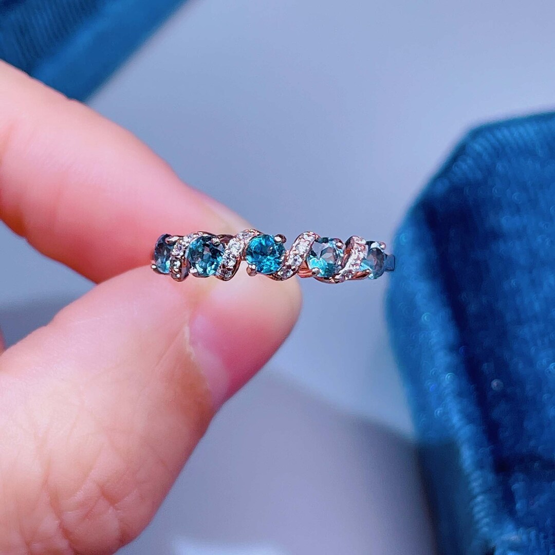 Handmade London Blue Topaz Band Ring, November Birthstone, Multi Stones ...