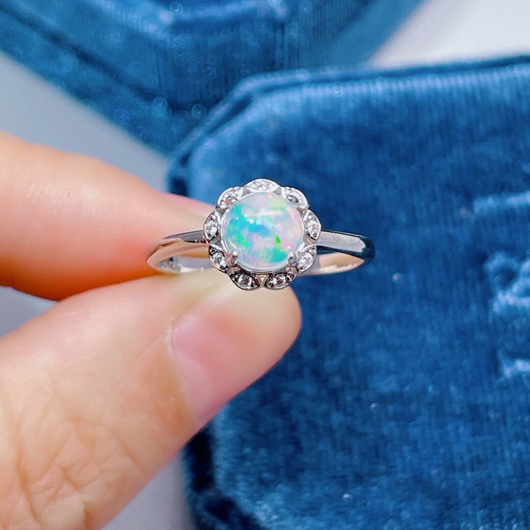 Natural Opal Ring 66mm Opal Stacking Ring Opal and CZ Ring - Etsy