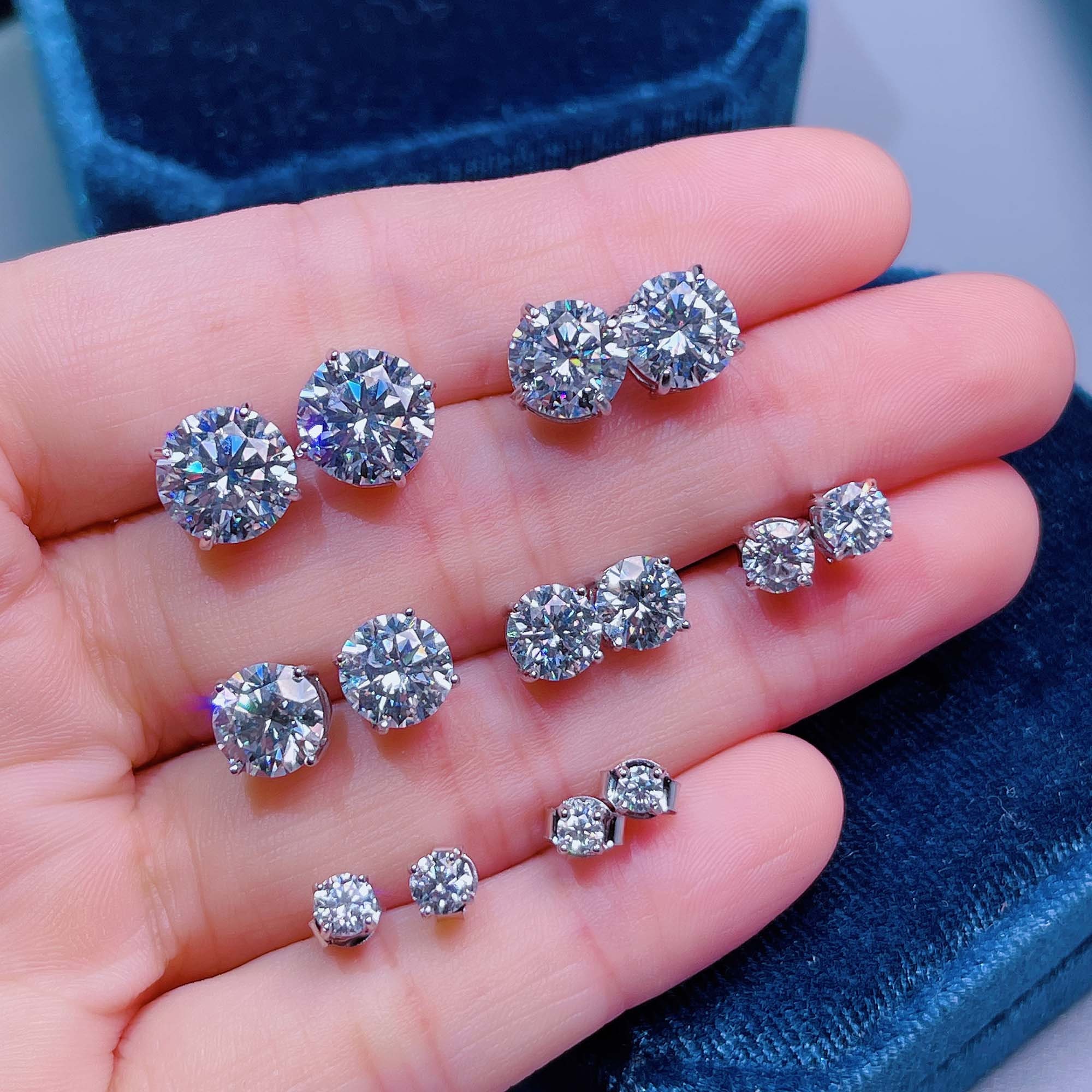 Dainty Moissanite Studs | Brilliant Round Cut Moissanite Stud Earring…