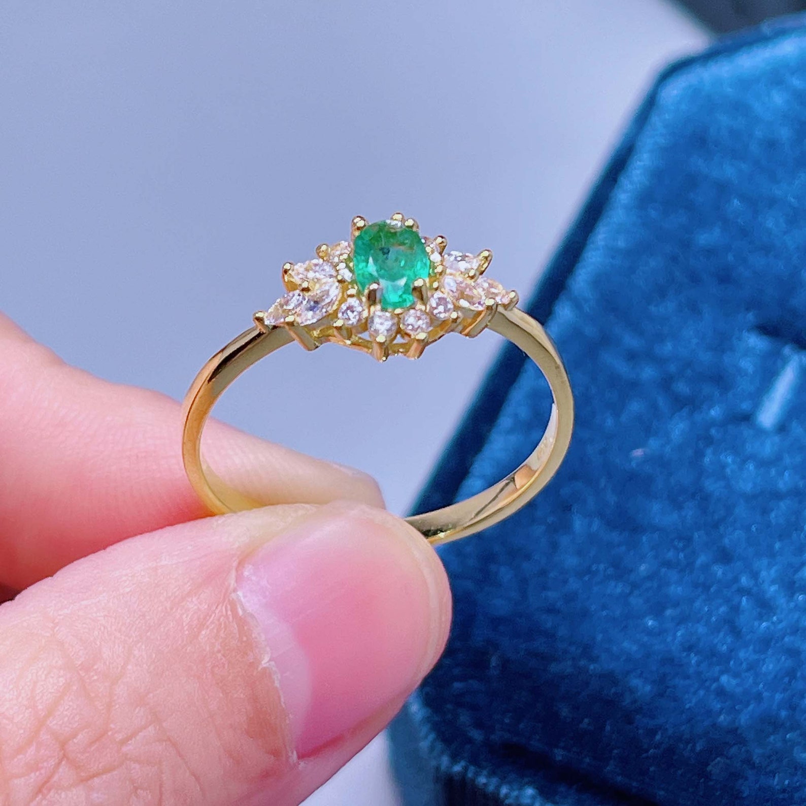 Natural Emerald Rings 45mm Raw Oval Emerald Jewelry Gold Etsy