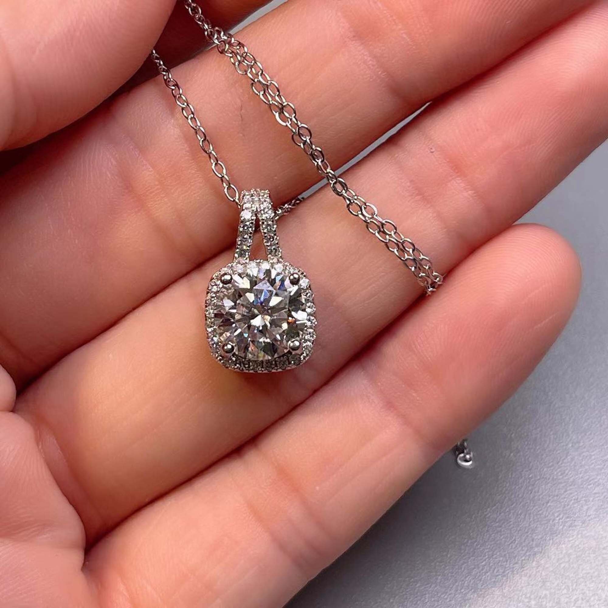 Moissanite Pendant fr 925 Sterling Silver Pendant Necklace Etsy