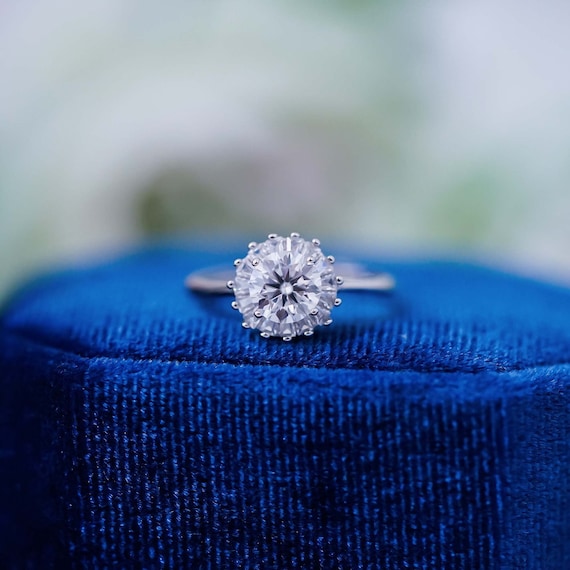 Anillo Moissanite de 1ct 2ct Moissanite de corte redondo