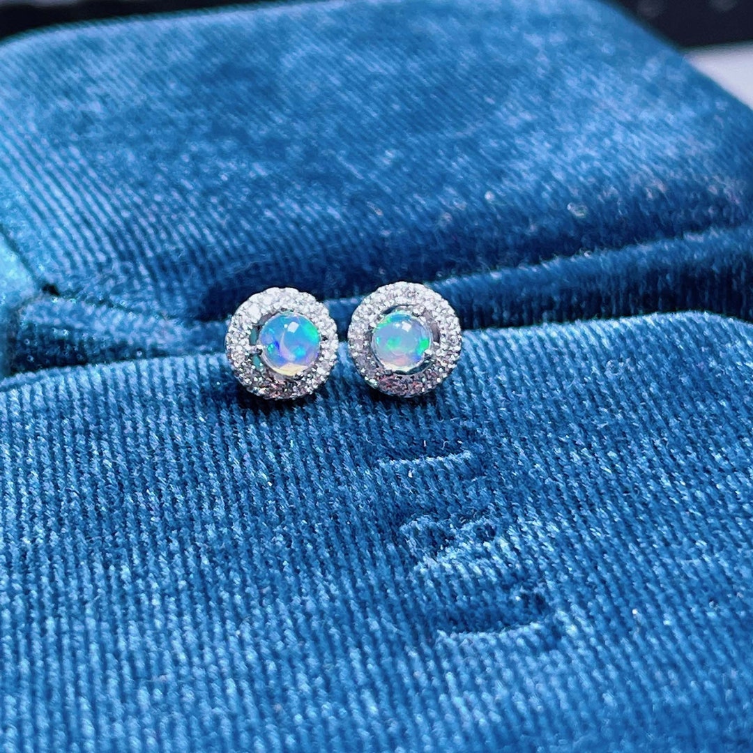 Orecchini In Opale Blu Pacifico In Argento Sterling 925 - Foto 5