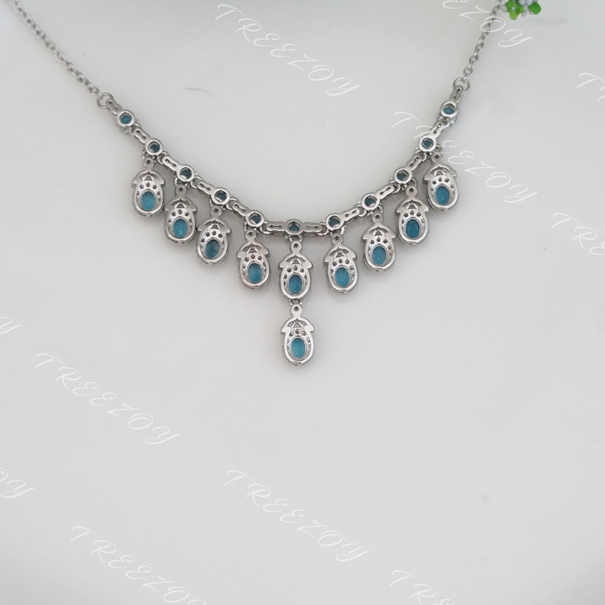 Collana In Argento Sterling Con Ciondolo Cuore E Topazio Blu Svizzero Naturale - Catena 50 Cm - Pietra AAA