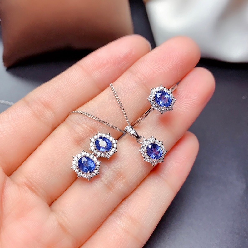 Natural Sri Lanka Sapphire Jewelry 925 Sterling Silver Etsy