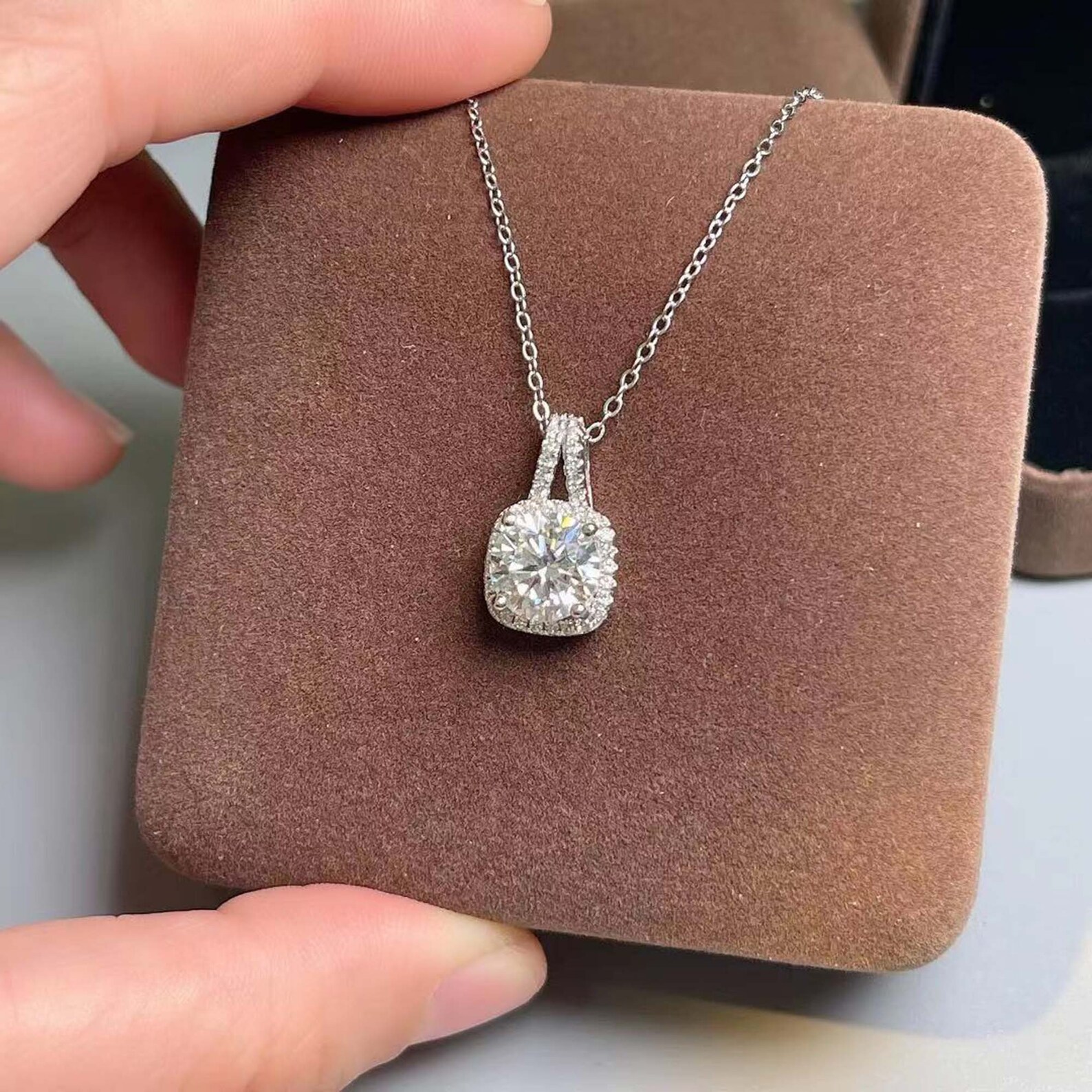 Moissanite Pendant fr 925 Sterling Silver Pendant Necklace Etsy