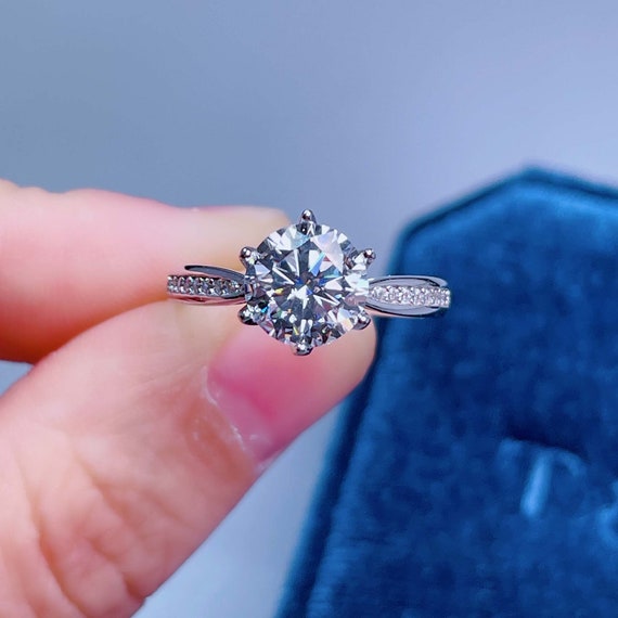 Anillo De Plata De Ley 0,5 Con Piedra De Moissanita Para Mujer, Sortija