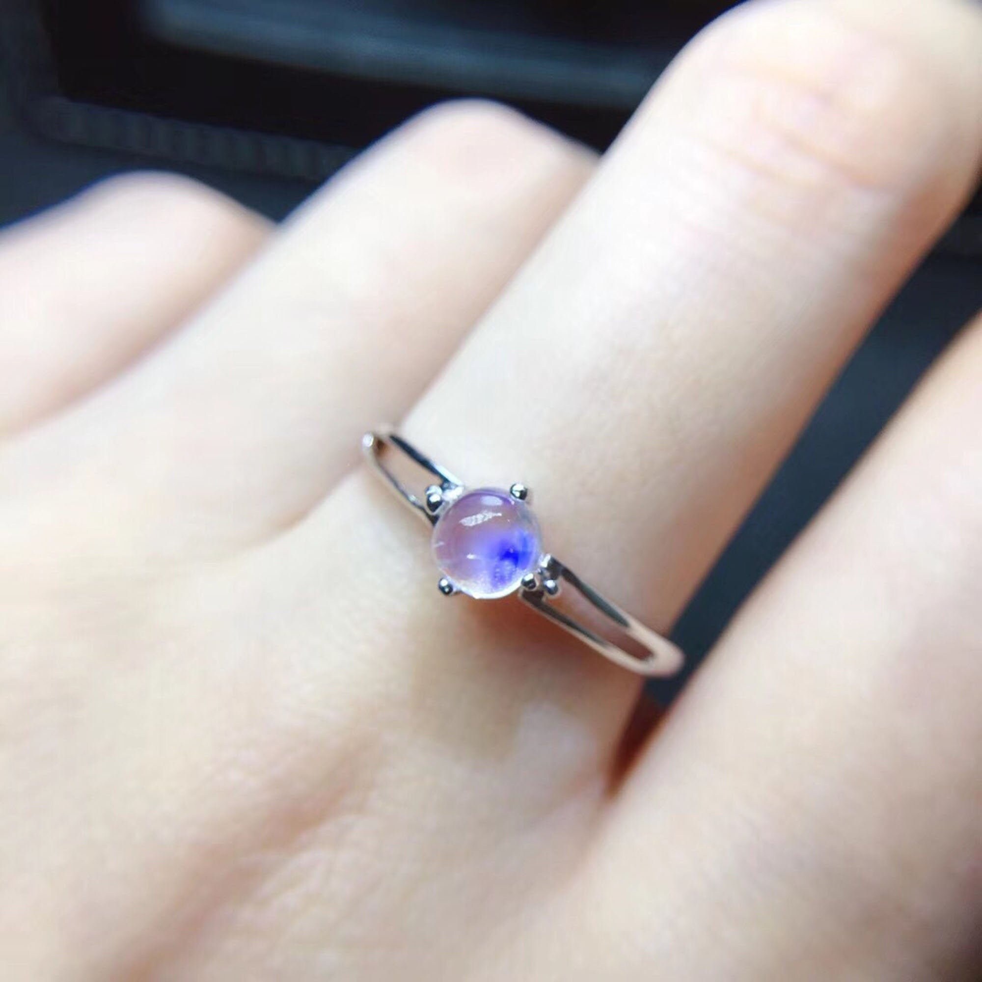 Natural Raw Moonstone Rings 5mm Round Gemstone Jewelry Etsy