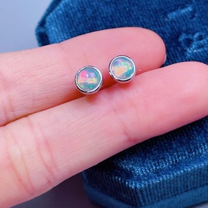 Natural Fire Opal Stud Earring 925 Sterling Silver White Opal - Etsy